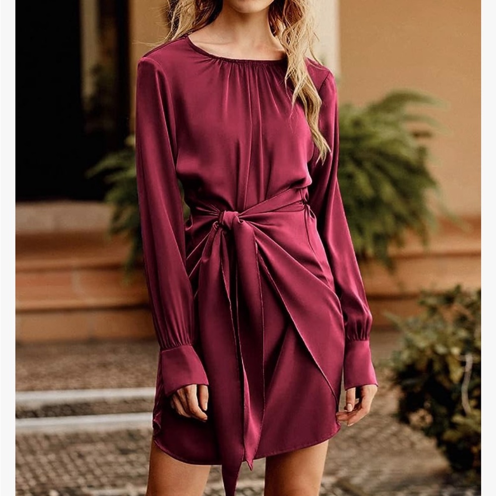 XXL Satin Tie Waist Dress